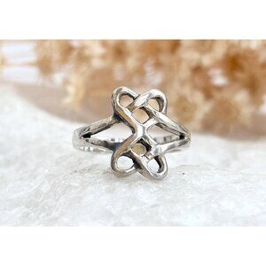 Celtic Style Eternal Knot Ornate 925 Sterling Silver Vintage Ring - sz 6.25